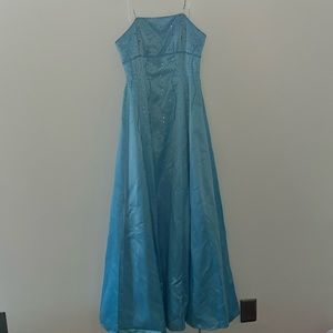 Light Blue Strapless Morgan and Co Prom dress